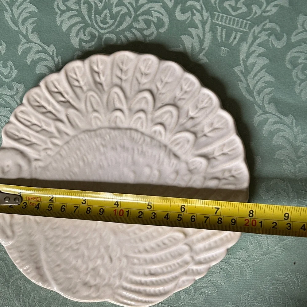 Crate&Barrel White Turkey-Shaped Ceramic Serving Platter